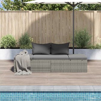 Tuinbed 195x60 cm poly rattan grijs