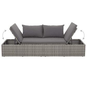 Tuinbed 195x60 cm poly rattan grijs