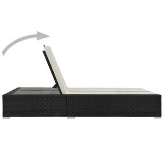 Ligbed tweepersoons poly rattan zwart