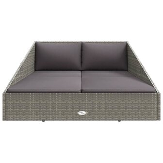 Tuinbed 110x200 cm poly rattan grijs