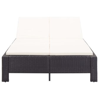 Ligbed met kussen 2-persoons poly rattan zwart