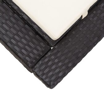 Ligbed met kussen 2-persoons poly rattan zwart