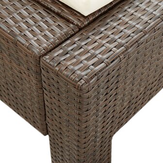 Ligbed met kussen 2-persoons poly rattan bruin