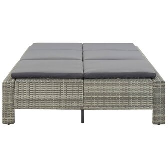 Ligbed met kussen 2-persoons poly rattan grijs