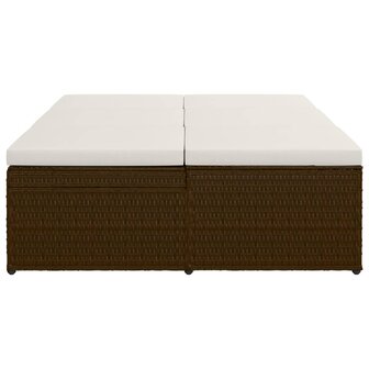 Ligbed met kussen converteerbaar poly rattan bruin