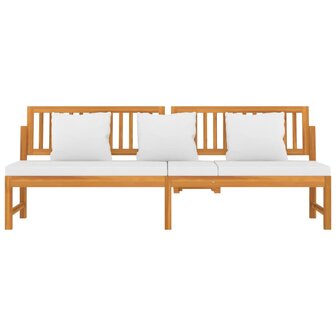 Dagbed met cr&egrave;mekleurig kussen 200x60x75 cm massief acaciahout