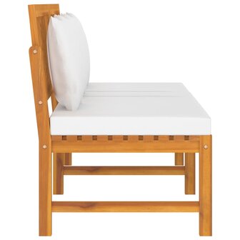 Dagbed met cr&egrave;mekleurig kussen 200x60x75 cm massief acaciahout