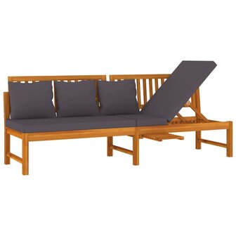 Dagbed met grijs kussen 200x60x75 cm massief acaciahout