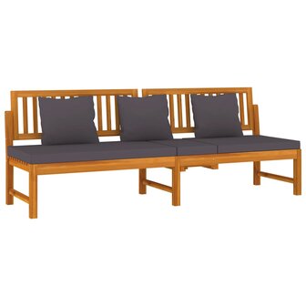 Dagbed met grijs kussen 200x60x75 cm massief acaciahout
