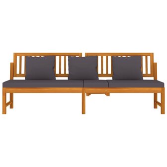 Dagbed met grijs kussen 200x60x75 cm massief acaciahout