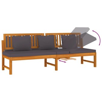Dagbed met grijs kussen 200x60x75 cm massief acaciahout