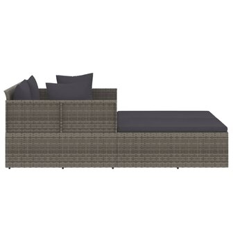 Ligbed met kussens 182x118x63 cm poly rattan grijs
