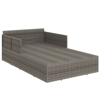 Ligbed met kussens 182x118x63 cm poly rattan grijs