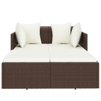 Ligbed met kussens 182x118x63 cm poly rattan bruin