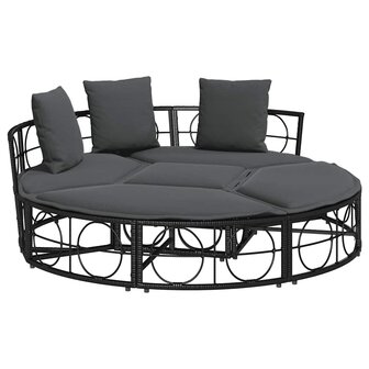 Loungebed voor buiten zonder luifel poly rattan zwart