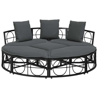 Loungebed voor buiten zonder luifel poly rattan zwart
