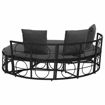 Loungebed voor buiten zonder luifel poly rattan zwart