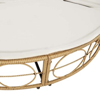 Loungebed voor buiten met luifel en kussens poly rattan