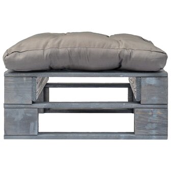 Tuinhocker met grijs kussen pallet hout grijs