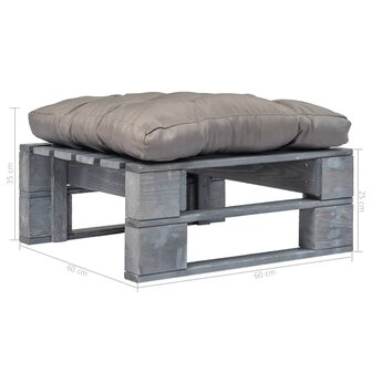 Tuinhocker met grijs kussen pallet hout grijs