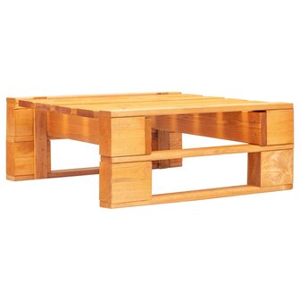 Tuinpoef met zandkleurig kussen pallet hout honingbruin