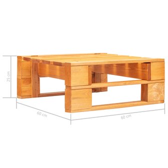 Tuinpoef met zandkleurig kussen pallet hout honingbruin
