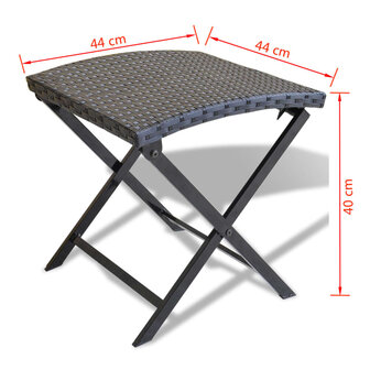 Kruk inklapbaar poly rattan zwart