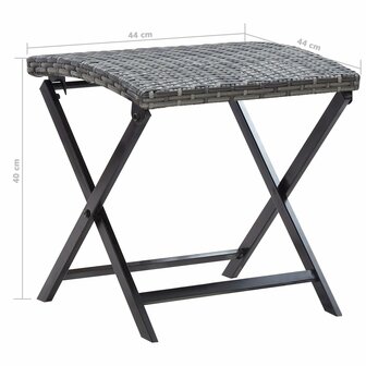 Kruk inklapbaar poly rattan grijs