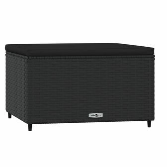 Voetensteun met kussen poly rattan zwart