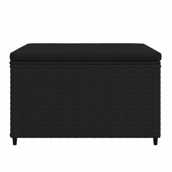 Voetensteun met kussen poly rattan zwart