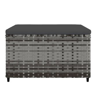 Voetensteunen 2 st met kussens poly rattan grijs