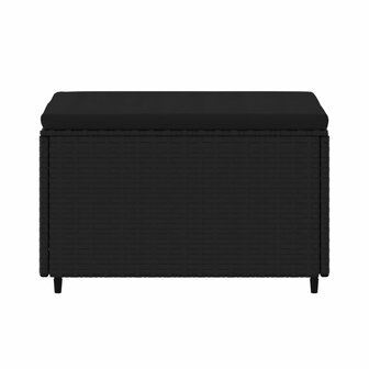 Voetensteunen 2 st met kussens poly rattan zwart