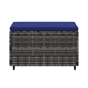 Voetensteun met kussen poly rattan grijs