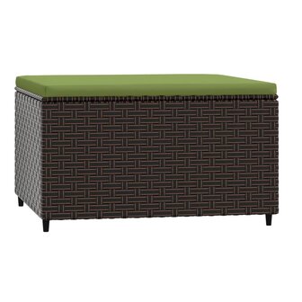 Voetensteun met kussen poly rattan bruin