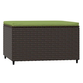 Voetensteun met kussen poly rattan bruin