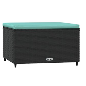 Voetensteunen 2 st met kussens poly rattan zwart