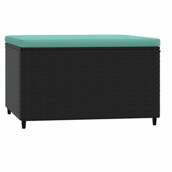 Voetensteunen 2 st met kussens poly rattan zwart