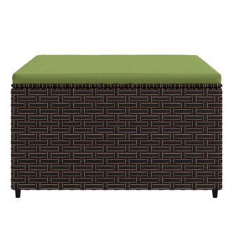 Voetensteunen 2 st met kussens poly rattan bruin