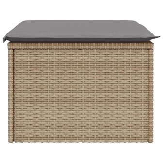 Tuinkruk met kussen 55x55x37 cm poly rattan beige