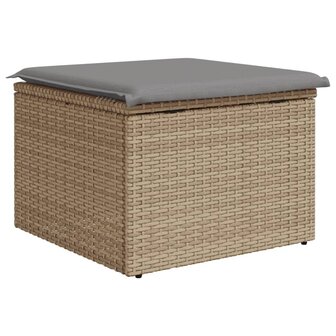 Tuinkruk met kussen 55x55x37 cm poly rattan beige