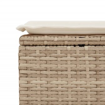 Tuinkruk met kussen 55x55x37 cm poly rattan beige
