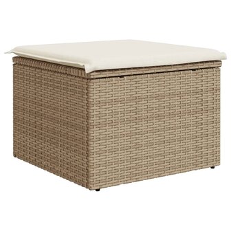 Tuinkruk met kussen 55x55x37 cm poly rattan beige