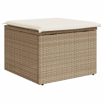 Tuinkruk met kussen 55x55x37 cm poly rattan beige