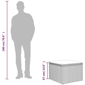 Tuinkruk met kussen 55x55x37 cm poly rattan grijs