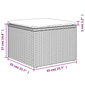 Tuinkruk met kussen 55x55x37 cm poly rattan grijs
