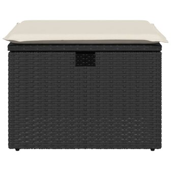 Tuinkruk met kussen 55x55x37 cm poly rattan zwart