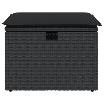 Tuinkruk met kussen 55x55x37 cm poly rattan zwart