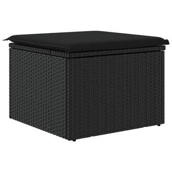 Tuinkruk met kussen 55x55x37 cm poly rattan zwart