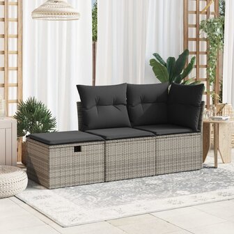Tuinkruk met kussen 55x55x37 cm poly rattan grijs