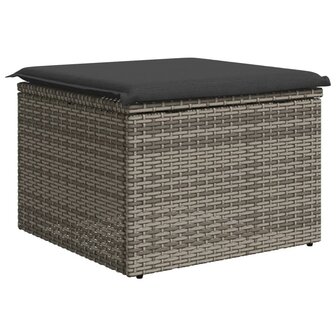 Tuinkruk met kussen 55x55x37 cm poly rattan grijs